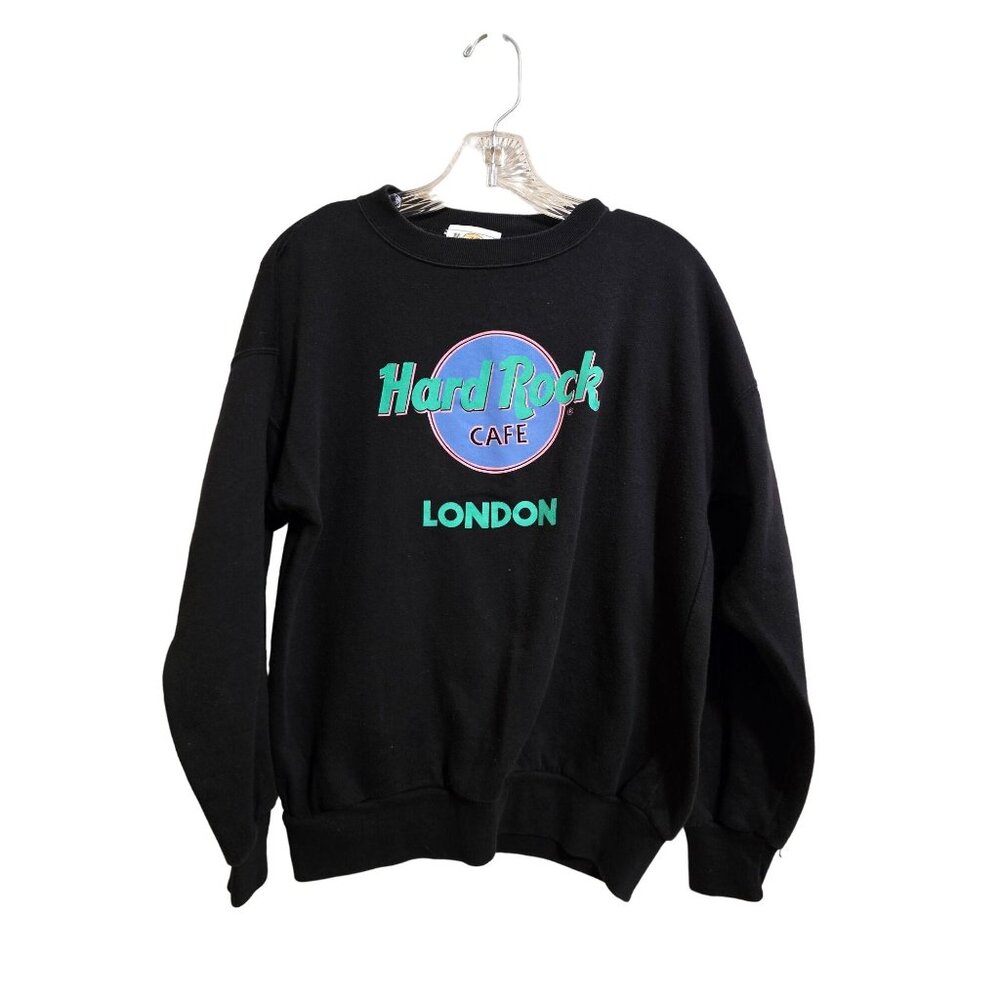 Hard Rock Cafe London Black Sweatshirt Medium 50% Cotton 50% Acrylic‎